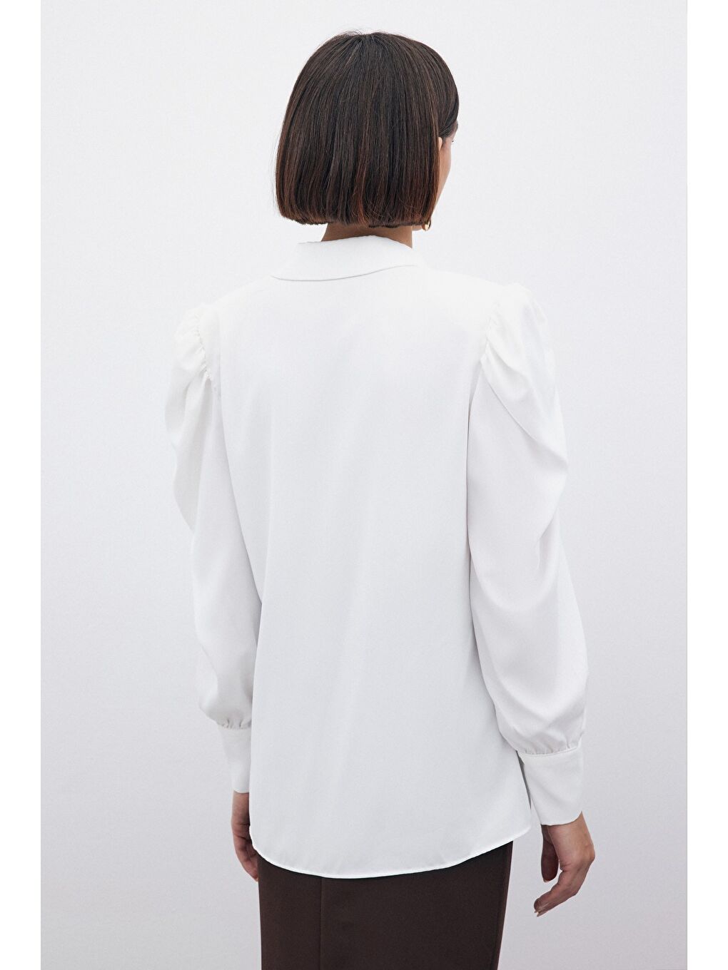 Vatkalı Klasik Gömlek - Ekru-6