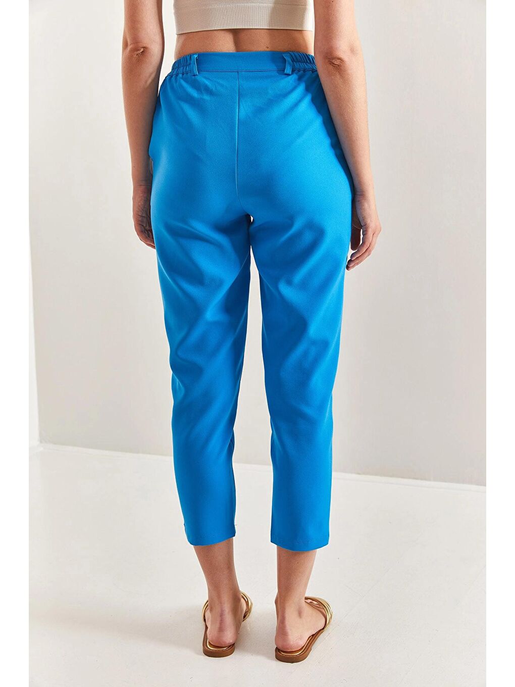 Mavi Kadın İpli Atlas Kumaş Pantolon-1