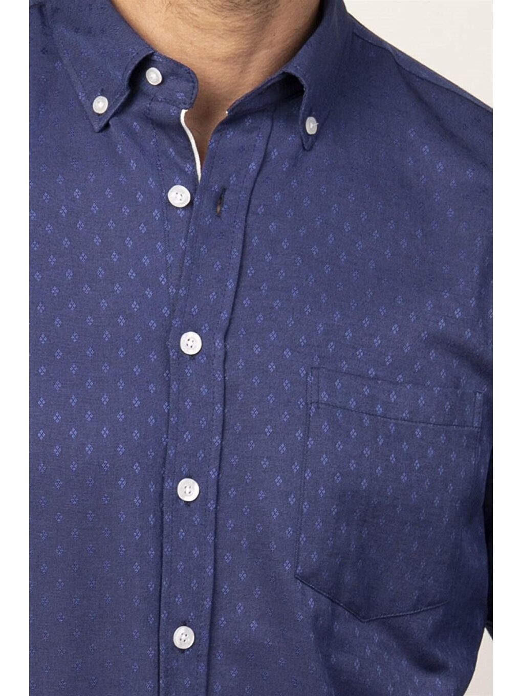 Mavi Erkek Regular Fit Klasik Kesim Düğmeli Yaka Pamuklu Kolay Ütü Armürlü Gömlek-2