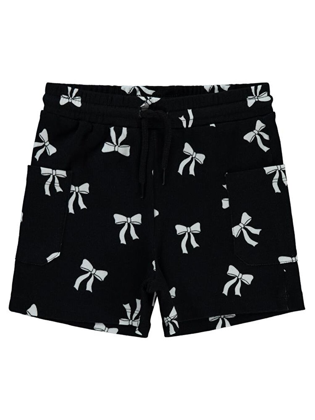 Siyah Girls Fiyonk Baskılı 6-9 Yaş Şort-1
