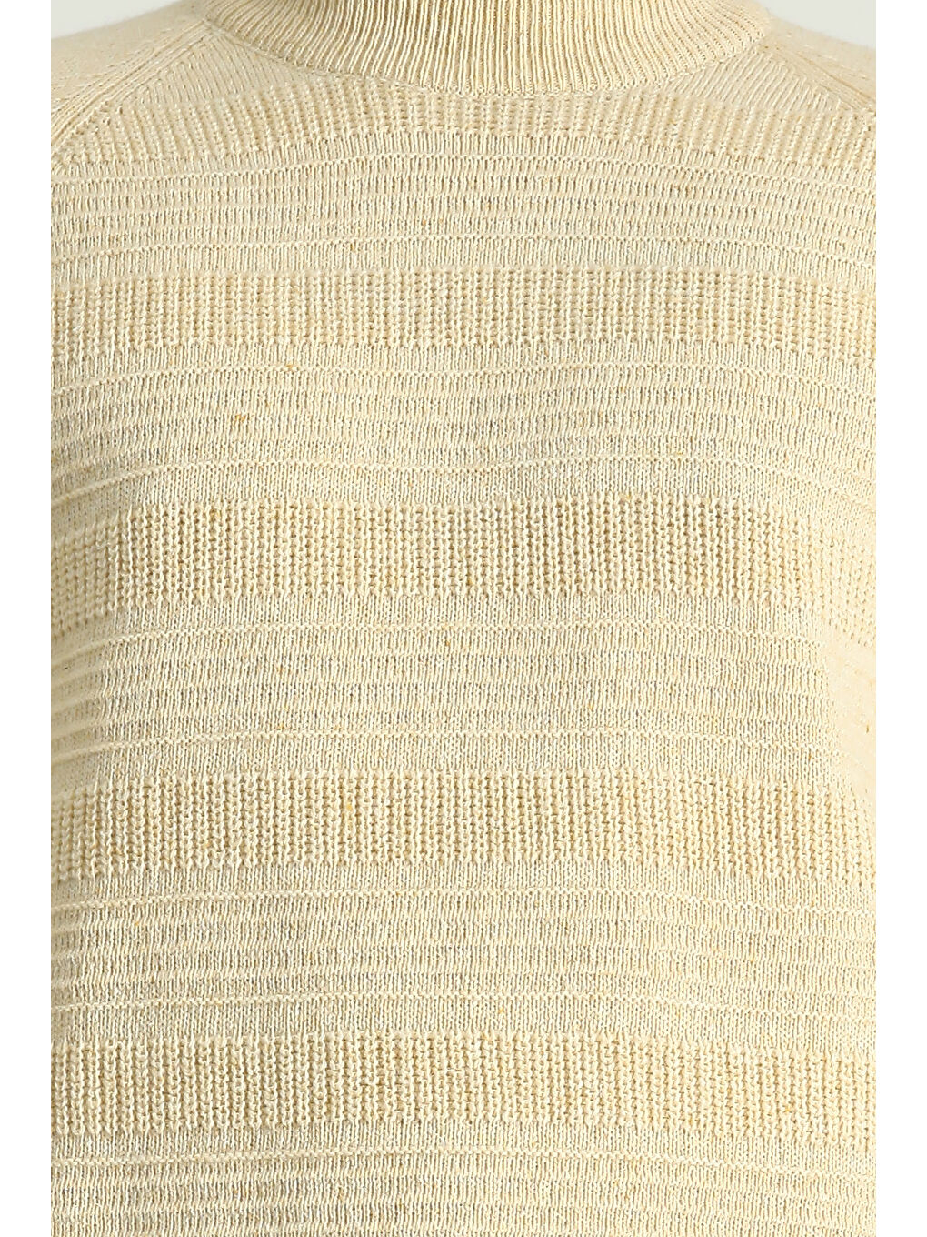 Bej Bato Yaka Slim Fit Dar Kesim Desenli Yünlü Triko Büyük Beden Kazak-5