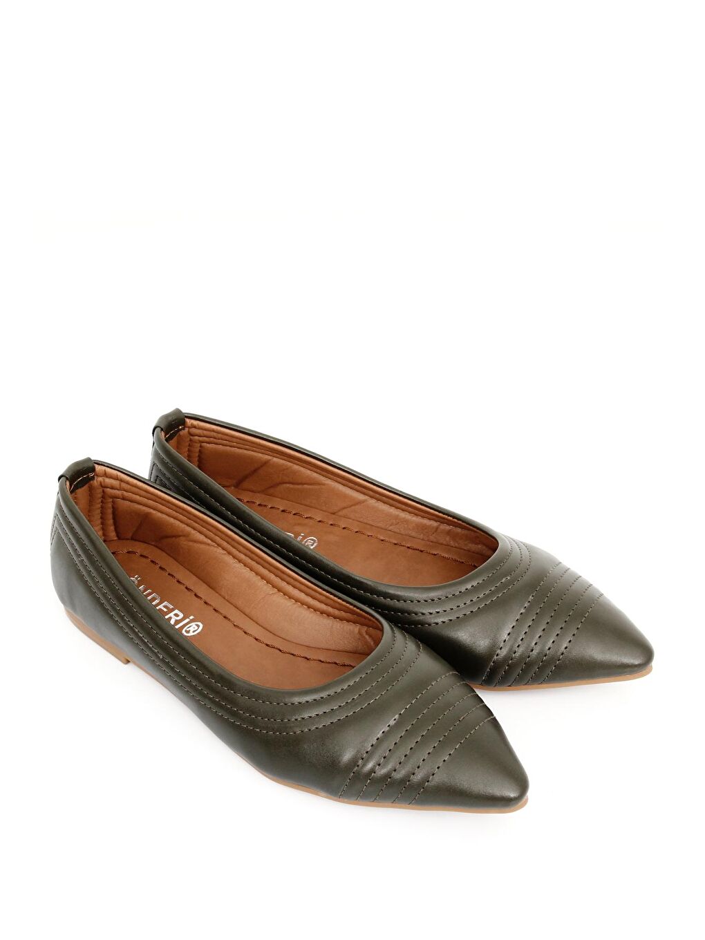 Haki Sivri Burun Düz Taban Kadın Babet 37220-1