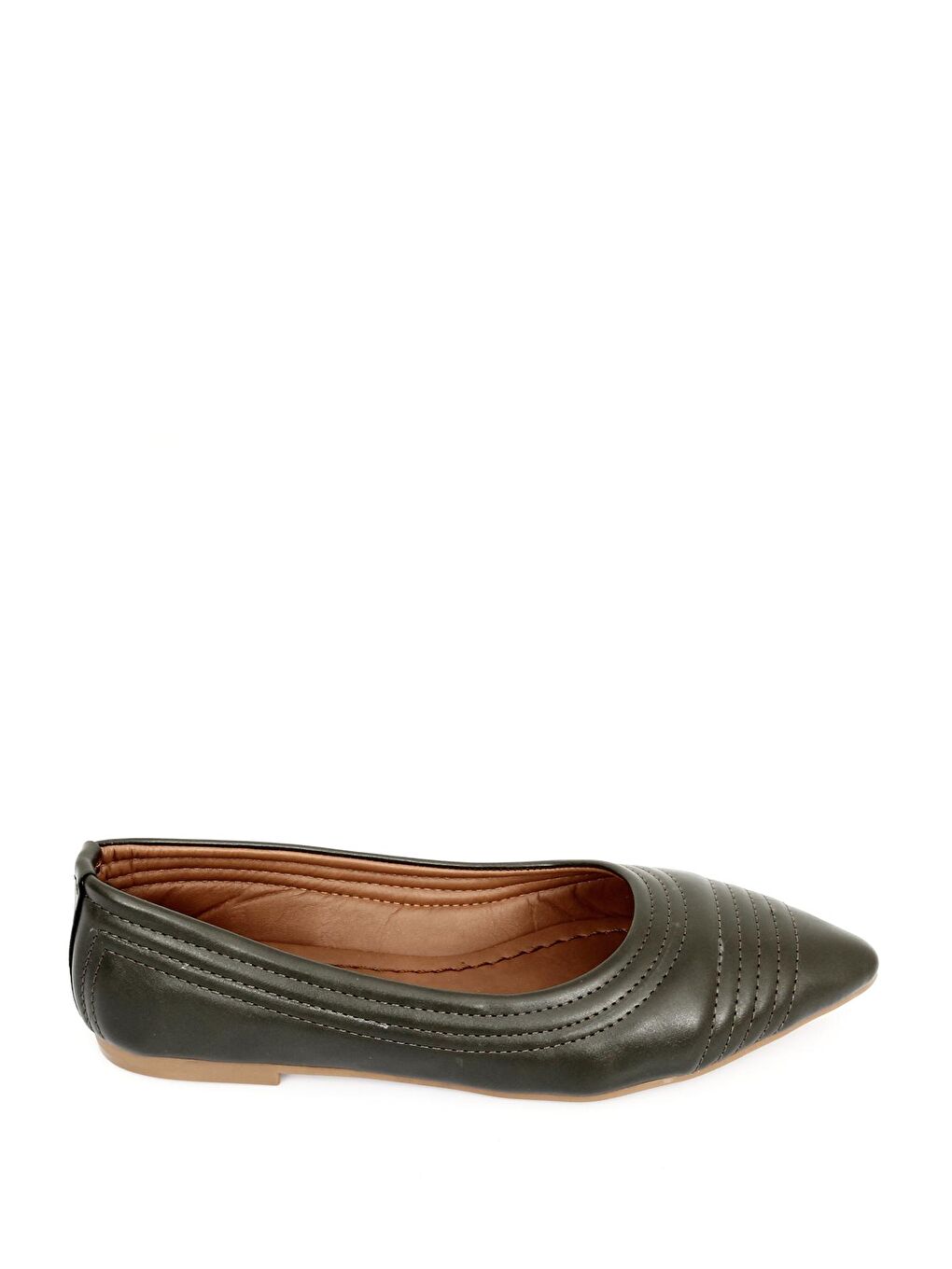 Haki Sivri Burun Düz Taban Kadın Babet 37220-3