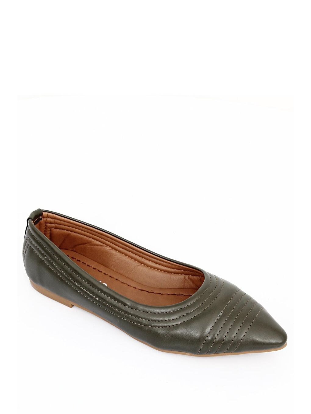 Haki Sivri Burun Düz Taban Kadın Babet 37220-4