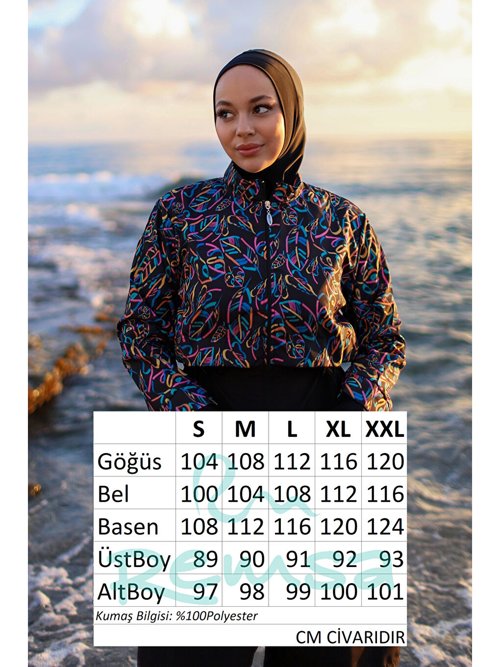 Siyah Tam Kapalı Tesettür Mayo Hale R2505-5