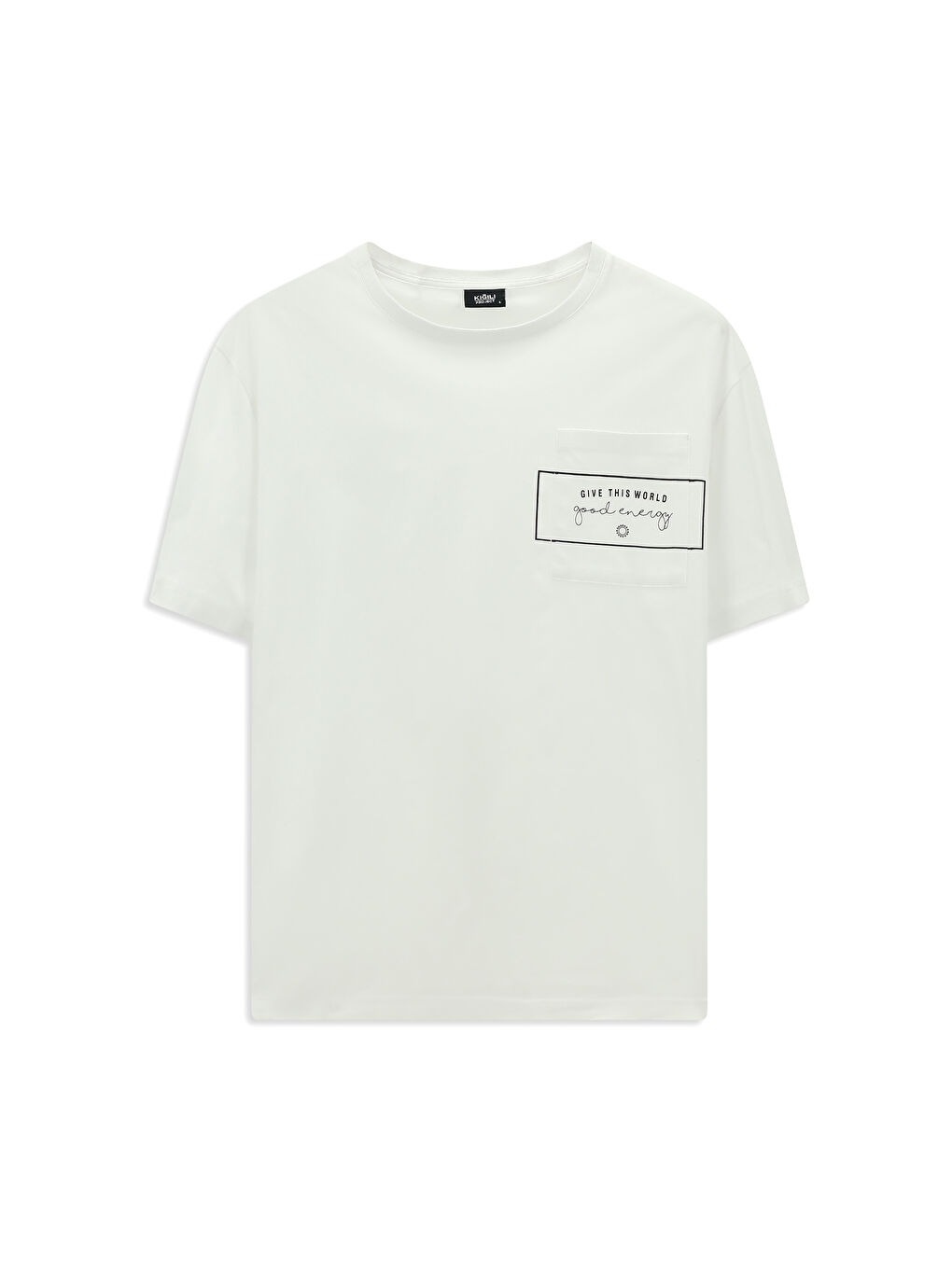 Beyaz Bisiklet Yaka Oversize Pamuk Baskılı Tişört-6