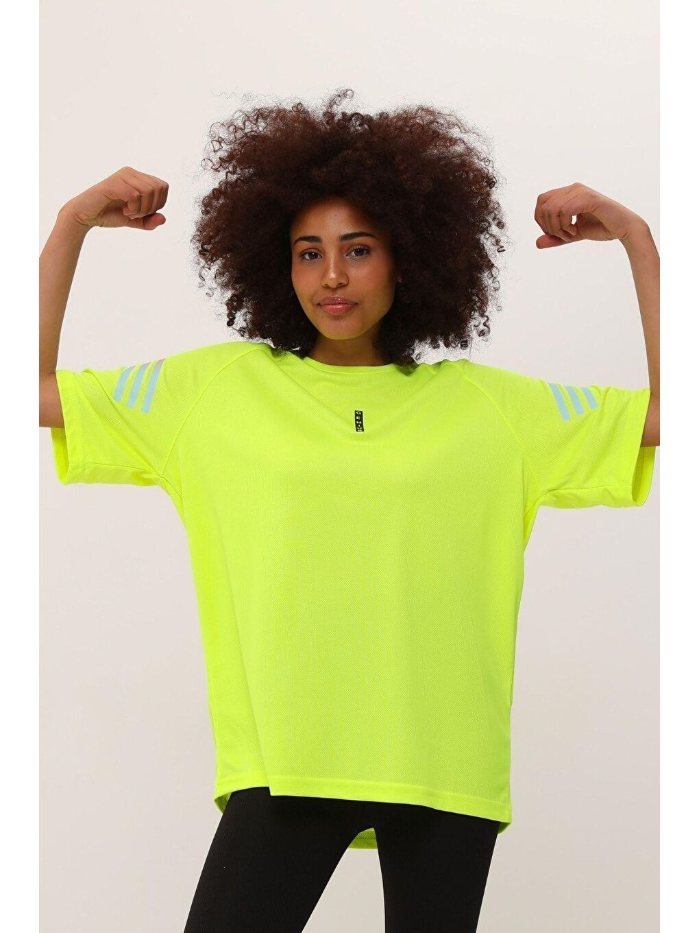 GENIUS STORE Yeşil Kadın Spor Baskılı Fitness, Antrenman Fit Spor T-Shirt - 1