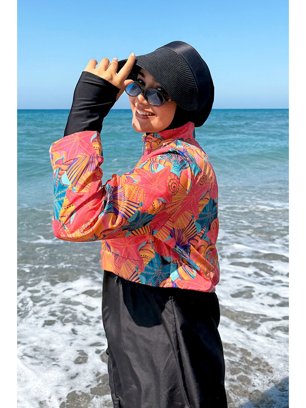 Turuncu Tam Kapalı Tesettür Mayo Hale R2503-5