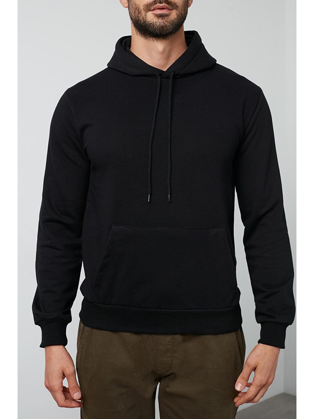 Buratti Siyah Pamuklu Kanguru Cepli Kapüşonlu Erkek Sweatshirt 541HOODIE - 3