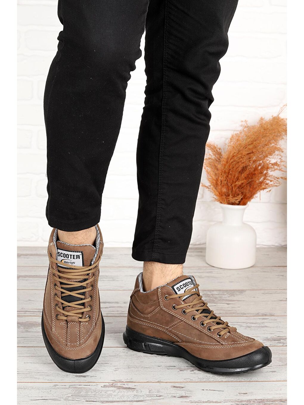 Bej M1542 Su Geçirmez Deri Erkek Bot-1