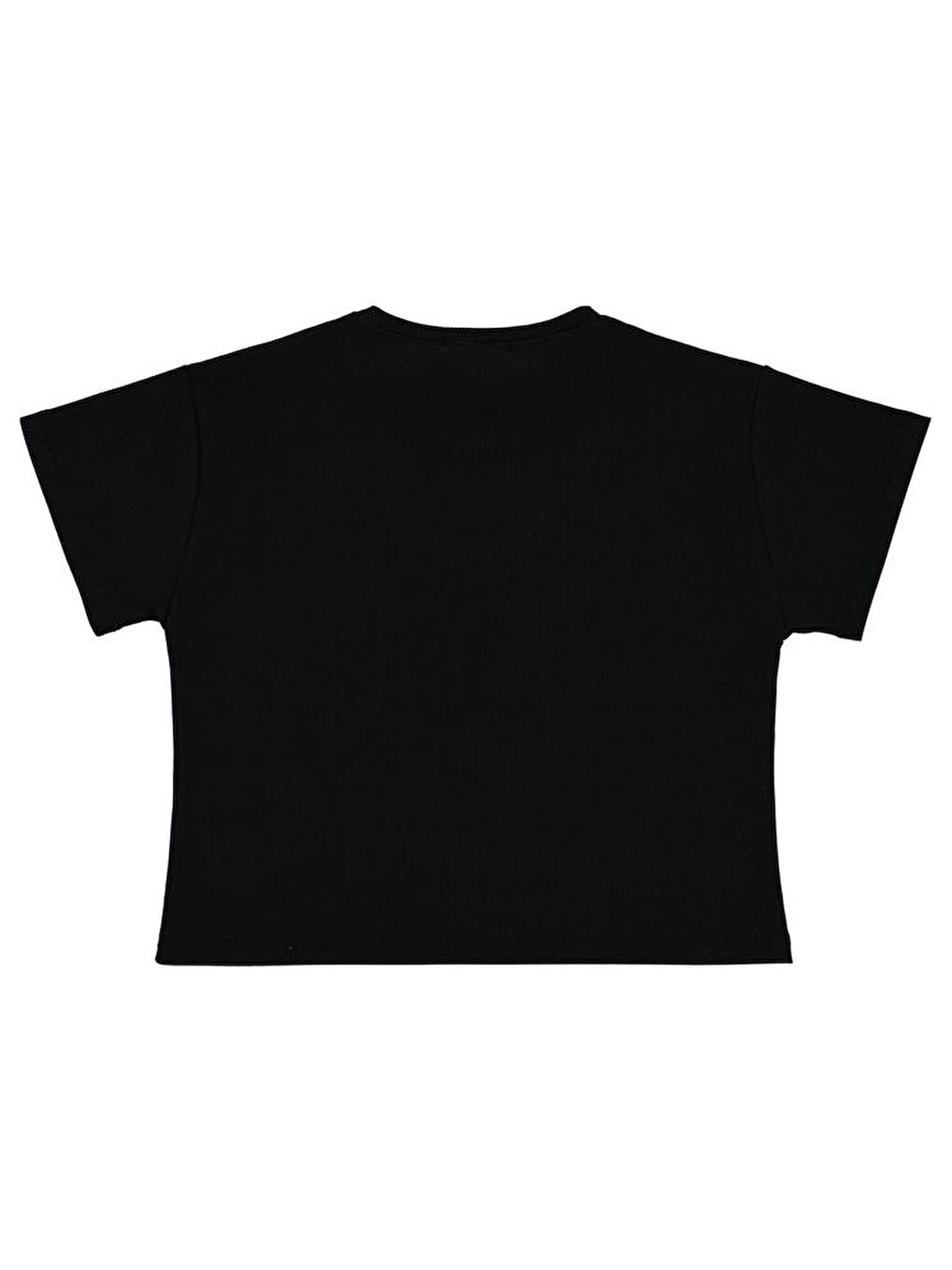 Siyah Girls Fiyonk Nakışlı 6-9 Yaş Tişört-1