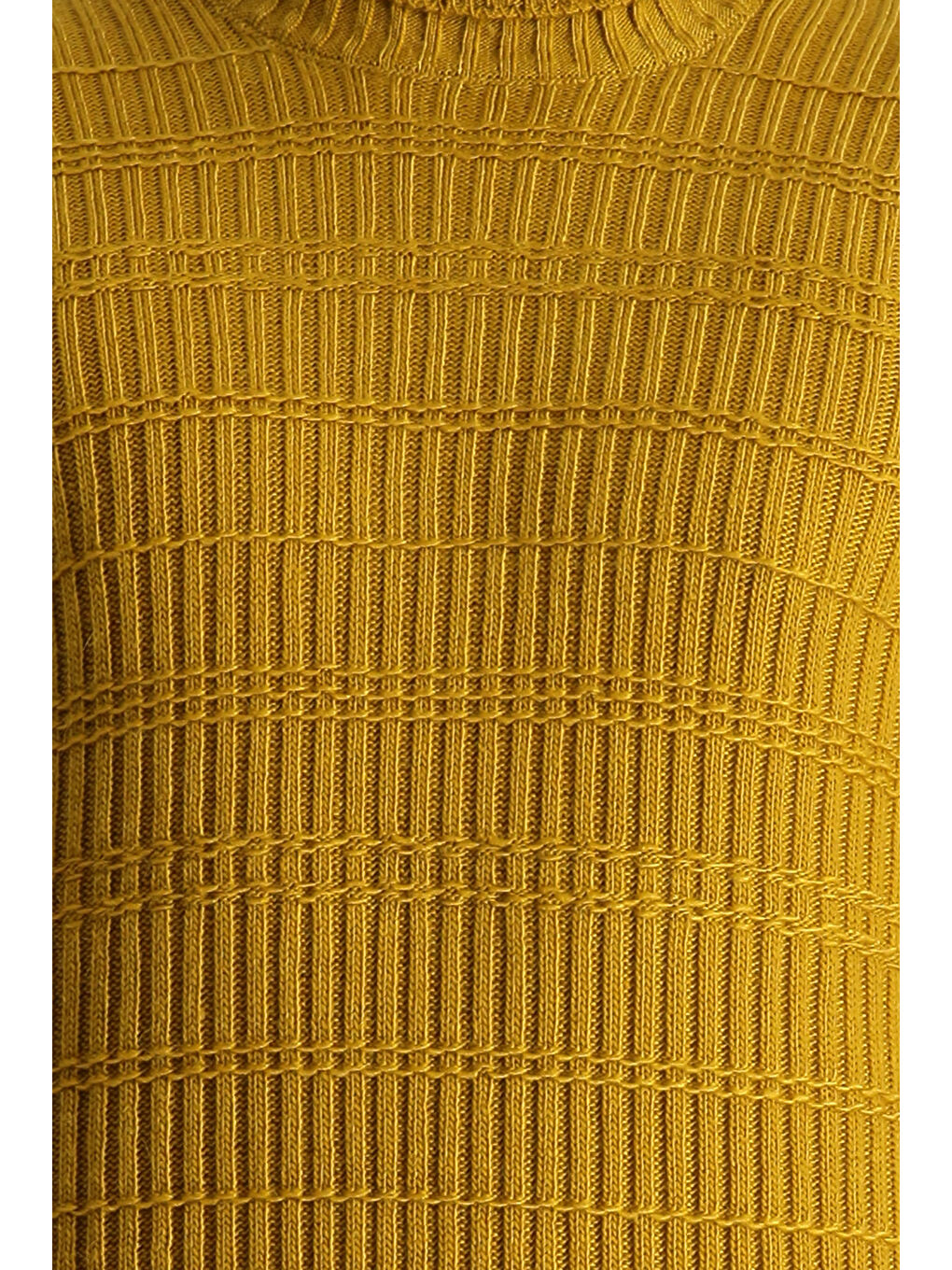 Sarı Balıkçı Yaka Slim Fit Dar Kesim Desenli Triko Kazak-4