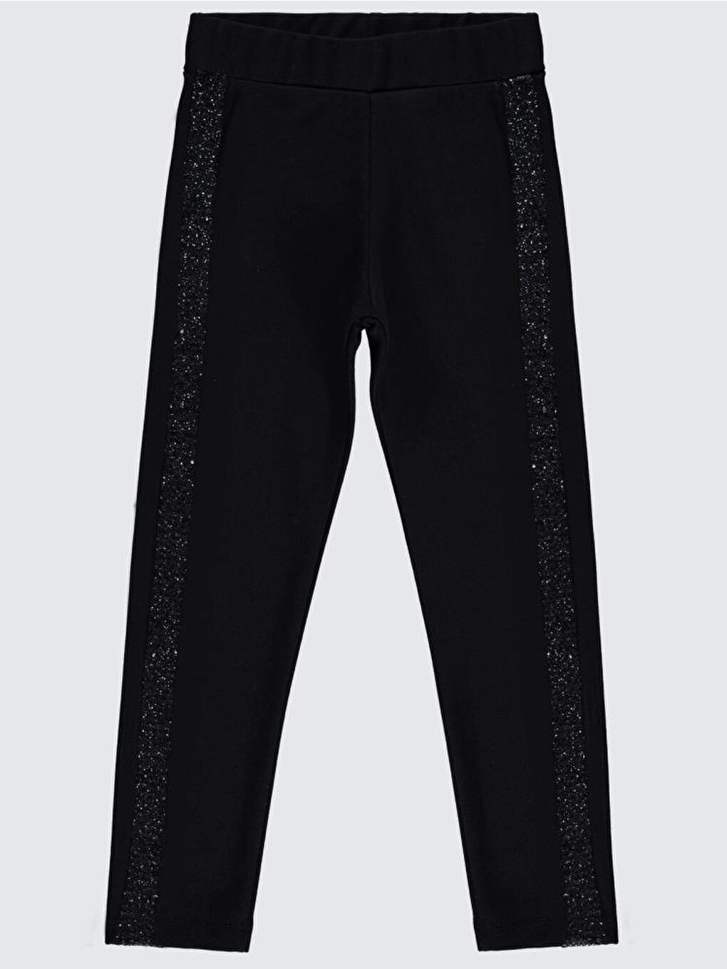 Siyah Girls Simli Şeritli 10-13 Yaş Tayt-1