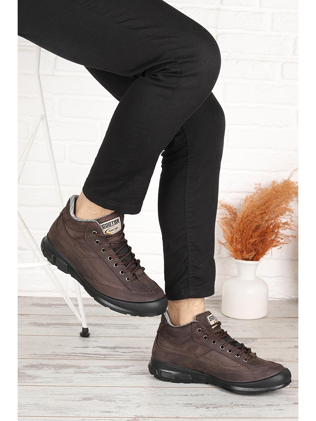 Kahverengi M1542 Su Geçirmez Deri Erkek Bot-2