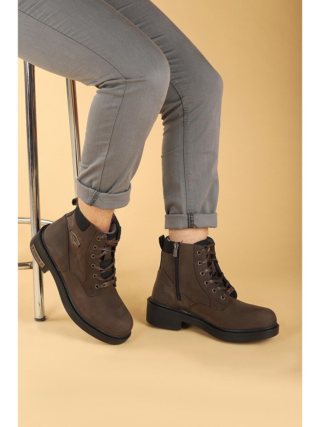 Kahverengi M5121 Astana % 100 Deri Erkek Bot Ayakkabı-1