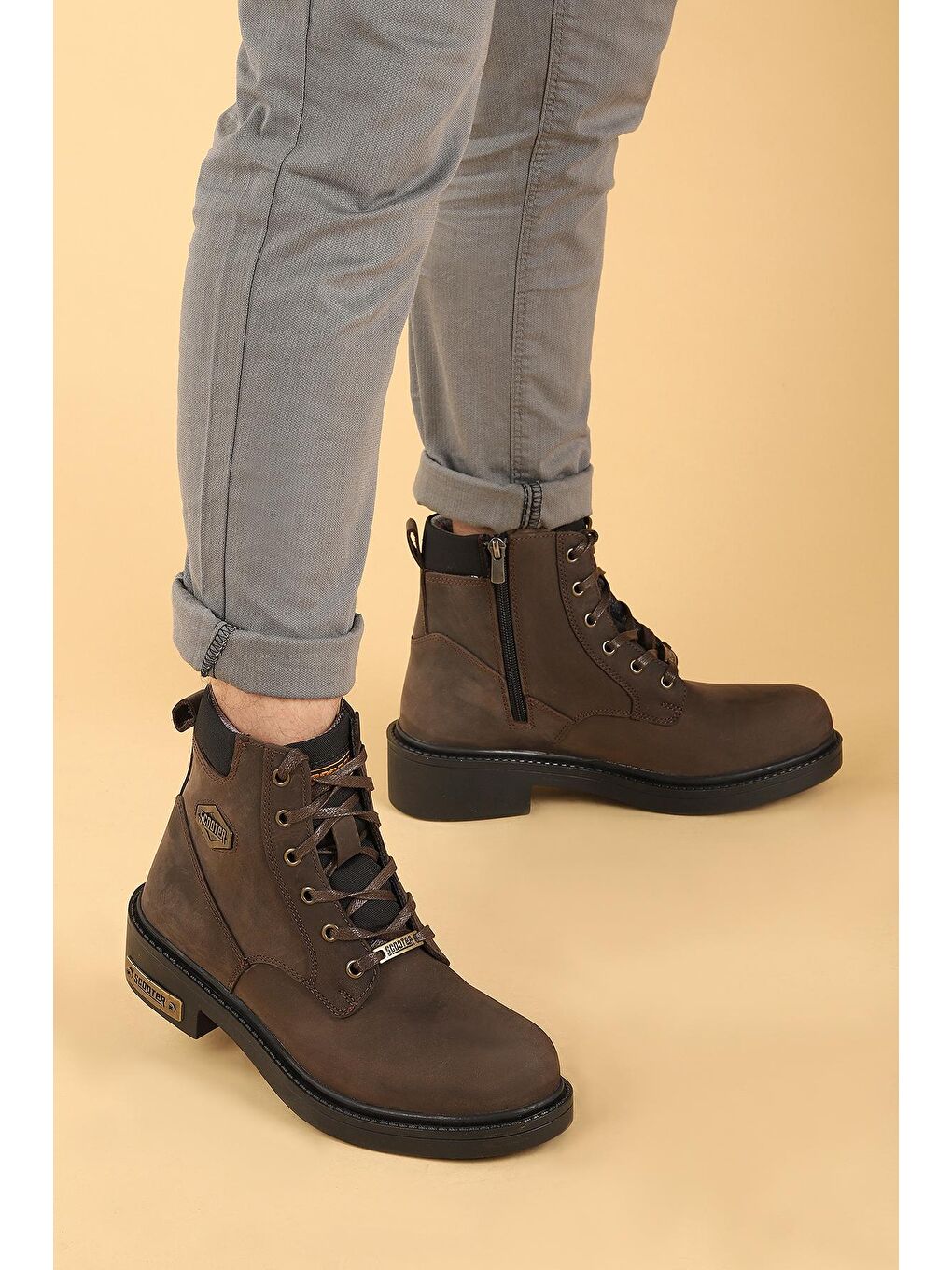 Kahverengi M5121 Astana % 100 Deri Erkek Bot Ayakkabı-2