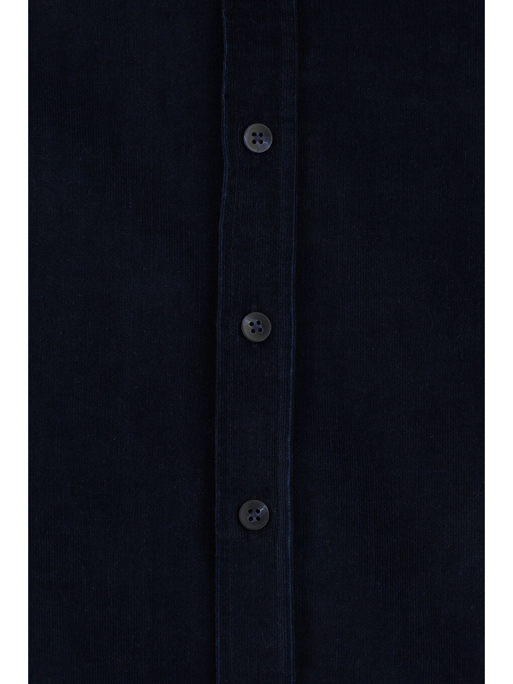 Lacivert Uzun Kol Slim Fit Dar Kesim Kadife Pamuklu Düğmeli Yaka Gömlek-2