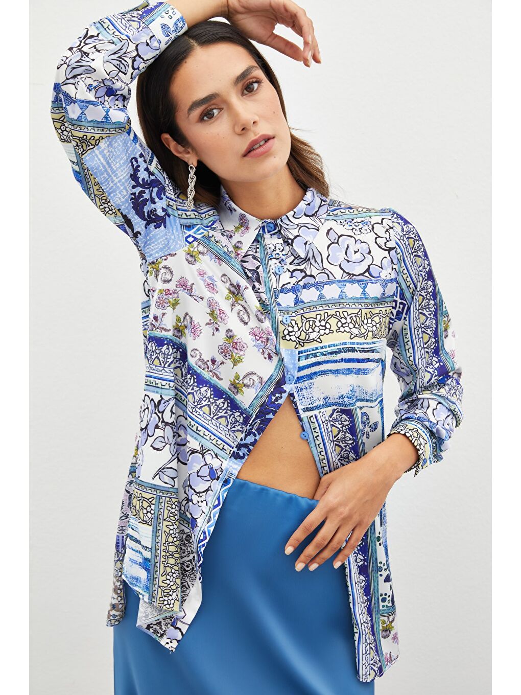 Klasik Desenli Gömlek - Sax Mavi