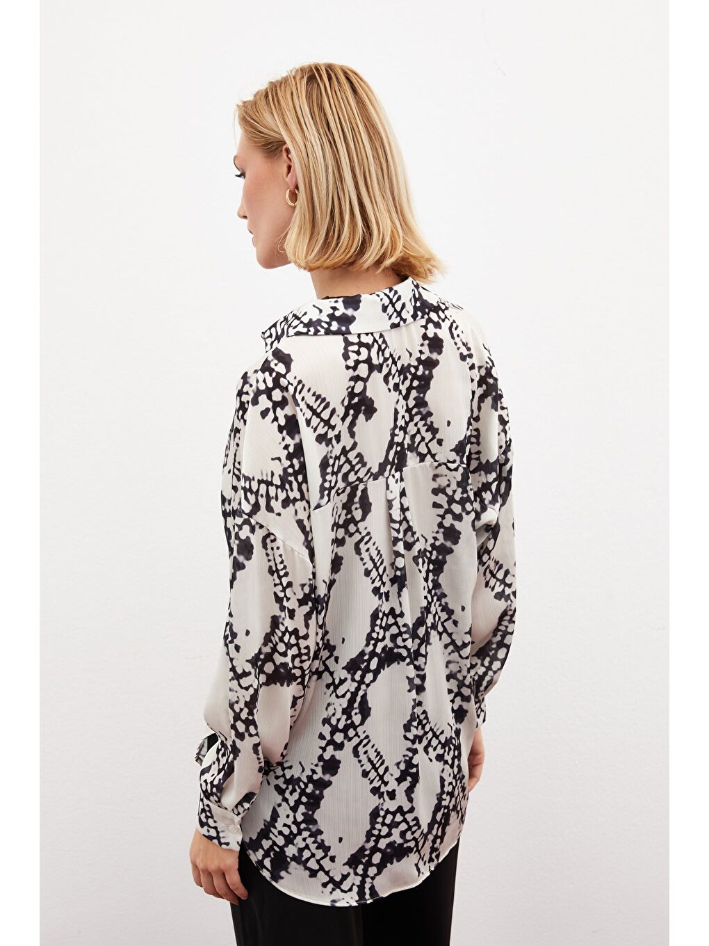 Desenli Salaş Gömlek - Siyah-2