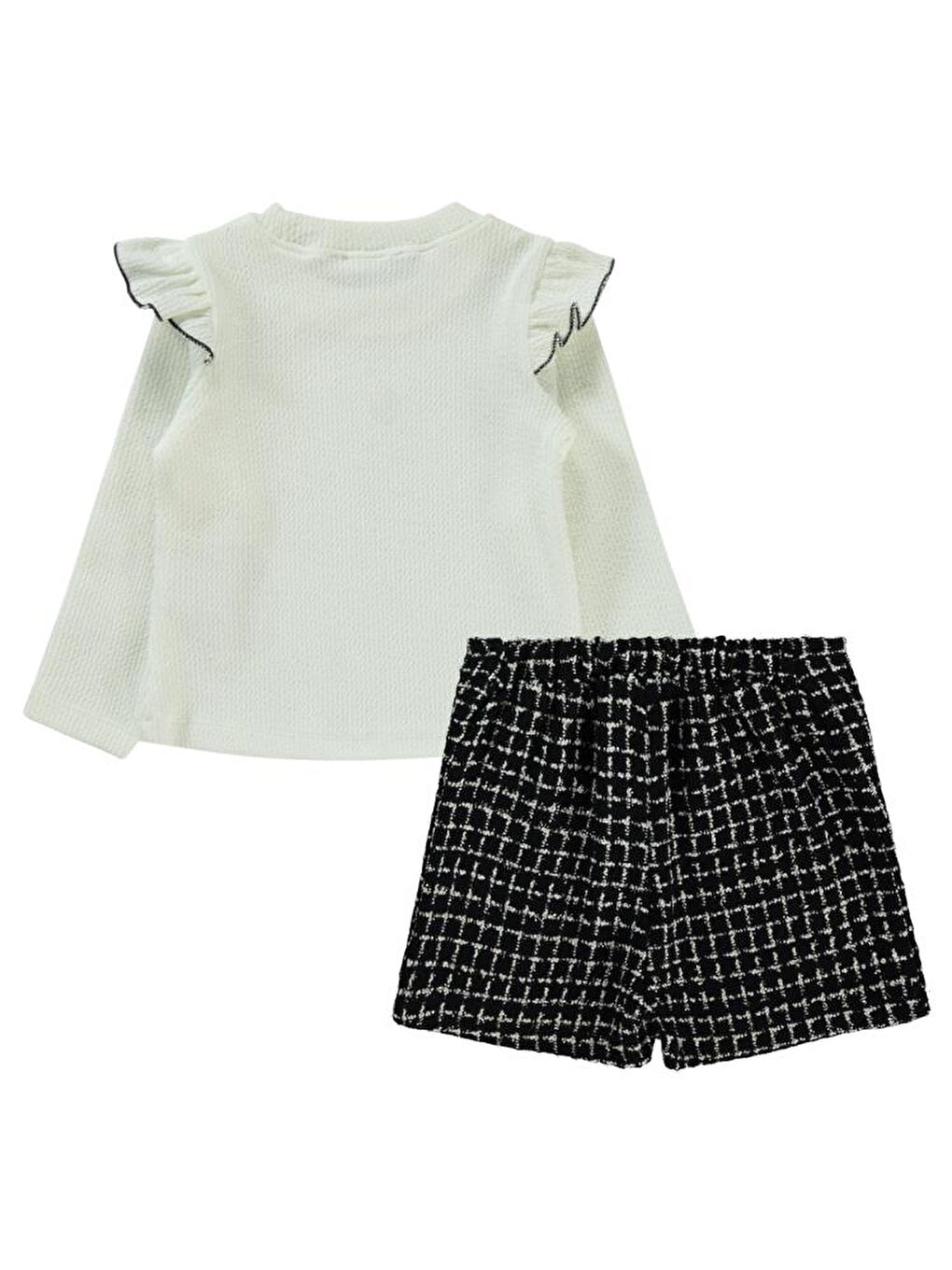 Siyah Girls Kolu Fırfırlı 2-5 Yaş Takım-2