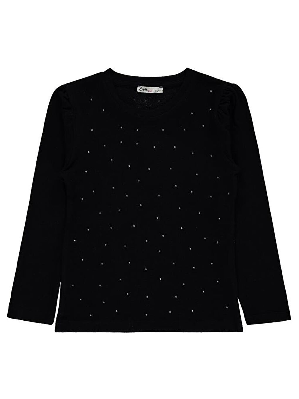 Siyah Girls Stras Blouse 6-9 Yaş Sweatshirt-1