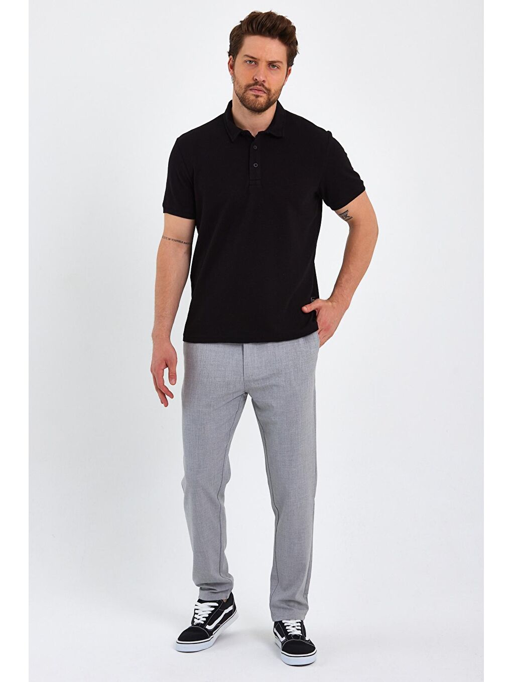 Siyah Erkek Polo Yaka Tişört Regular Fit-1