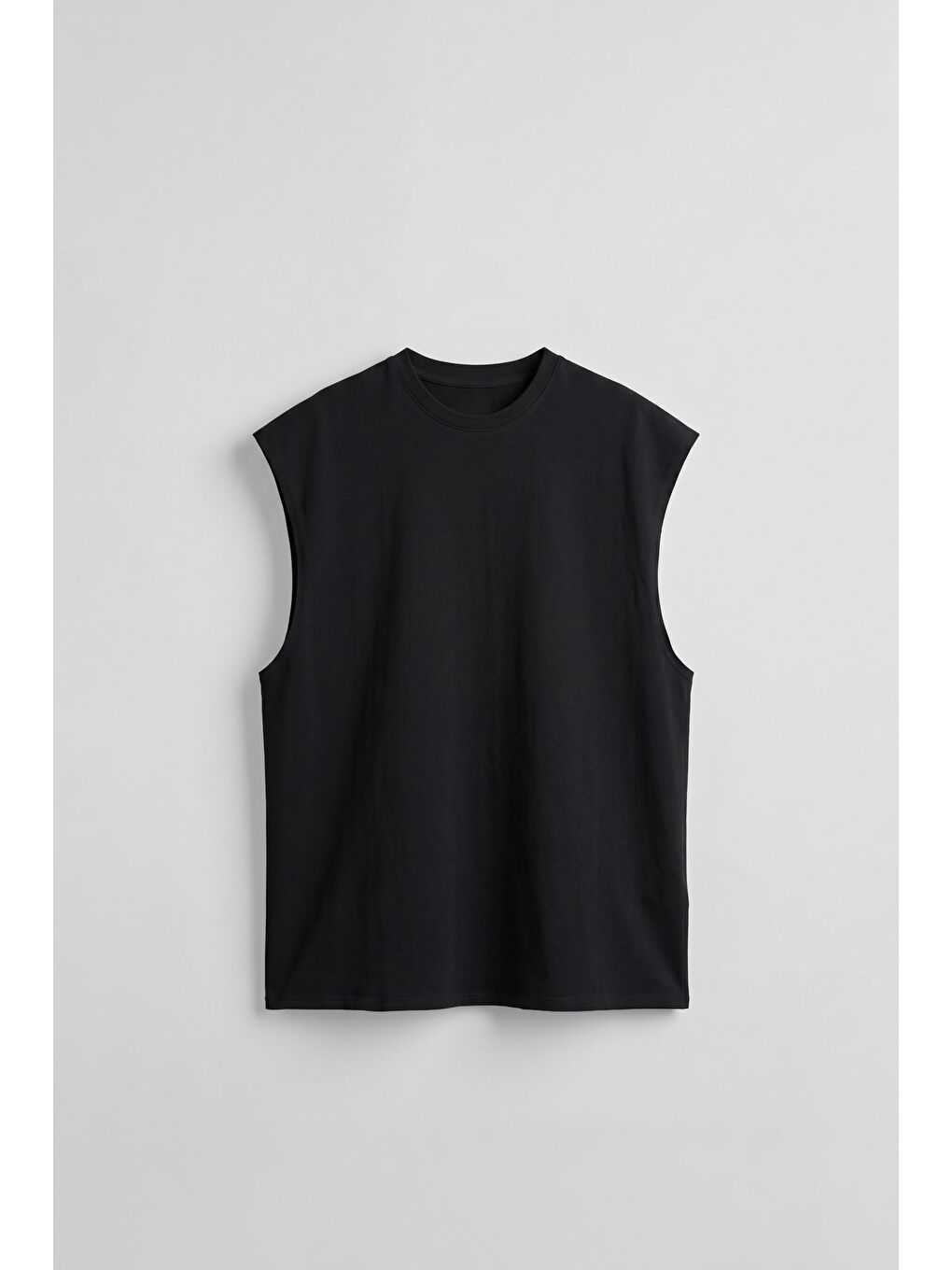 Erkek Oversize Kolsuz Basic Sporcu Atlet Siyah-1