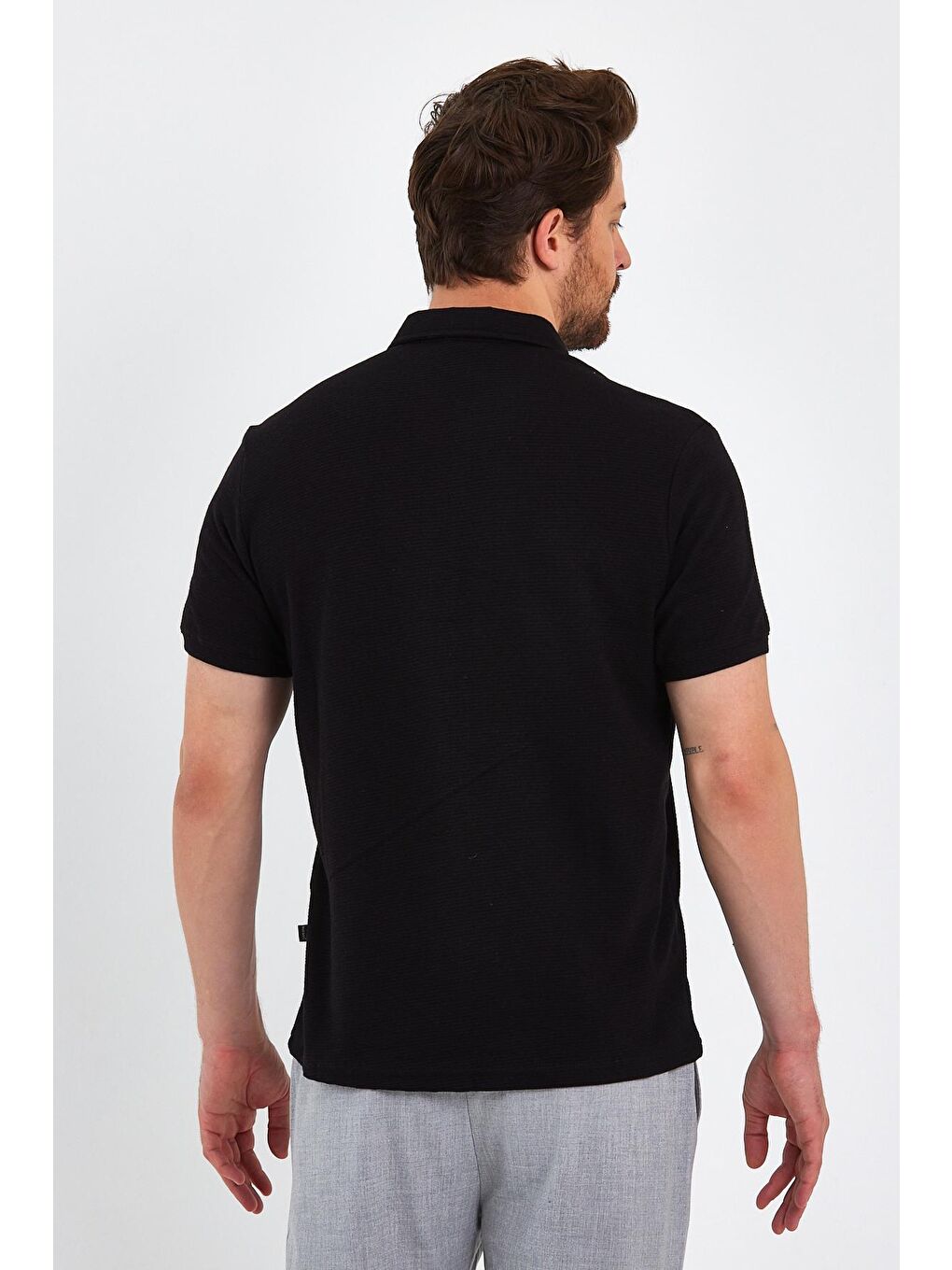 Siyah Erkek Polo Yaka Tişört Regular Fit-4