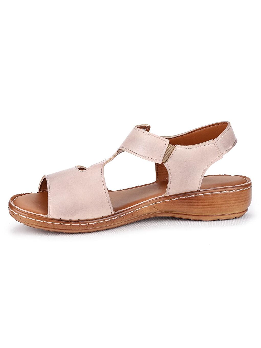 Bej Büyük Numara Cırtlı Kadın Sandalet Terlik Alens 506-3