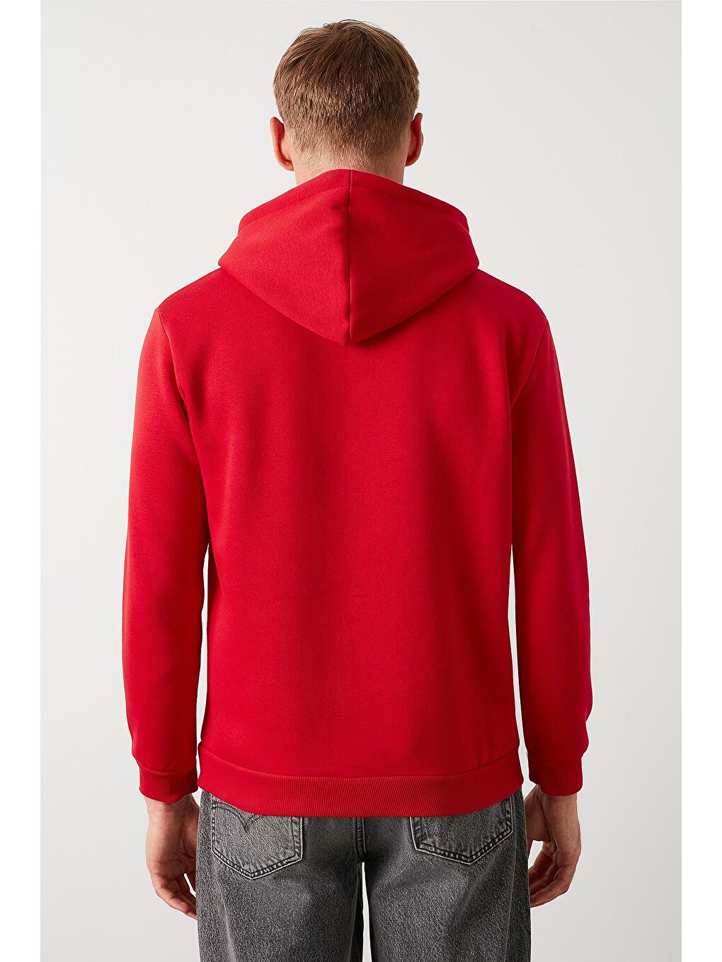 Kırmızı Kanguru Cepli Şardonlu Extra Slim Fit Kışlık Sweat 5827002-3