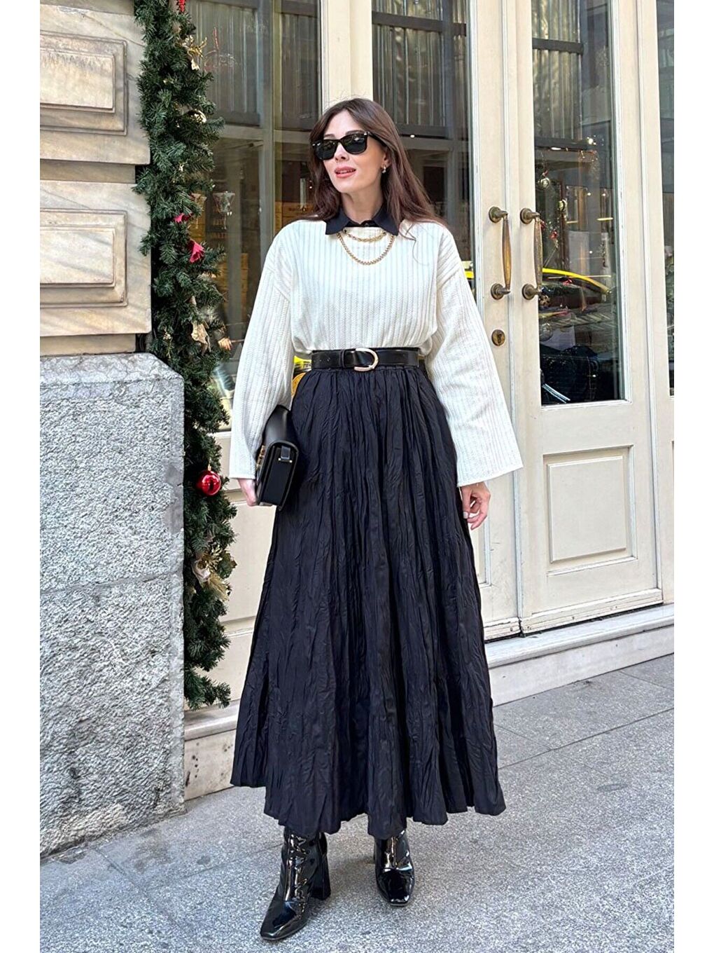 Siyah Kraşlı Bohem Etek-1