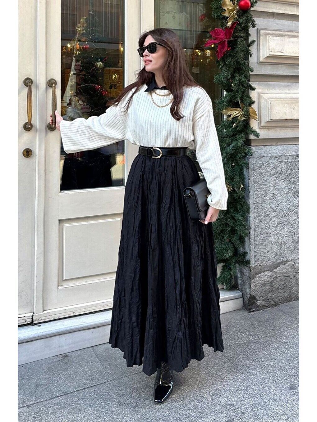 Siyah Kraşlı Bohem Etek-2