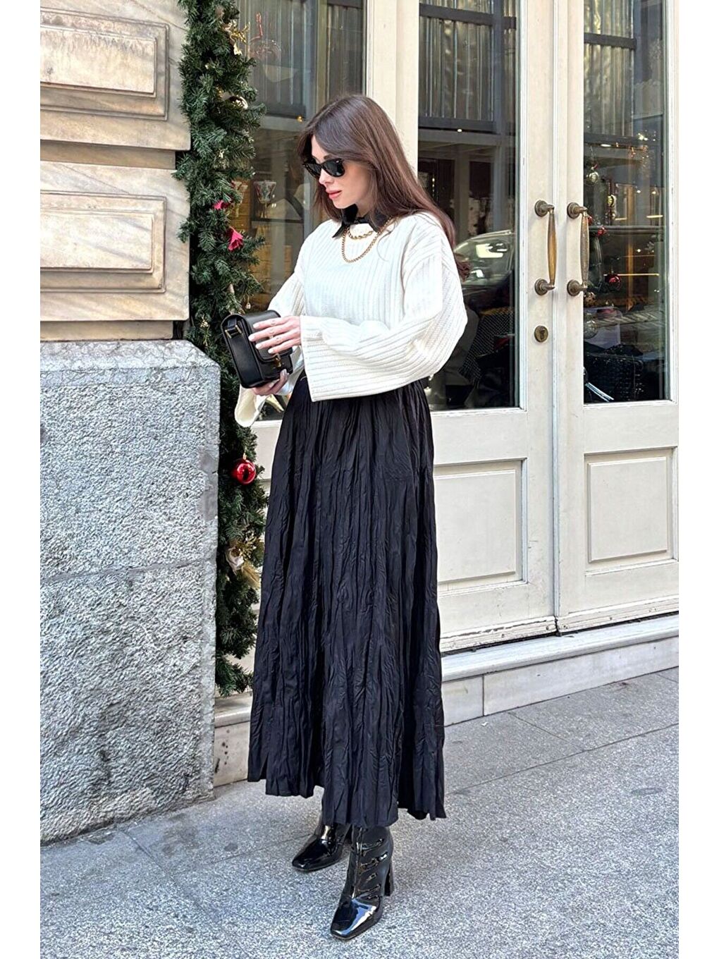 Siyah Kraşlı Bohem Etek-4