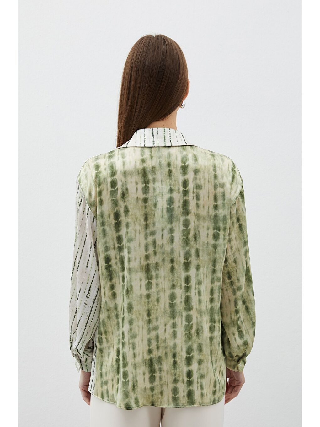 Balon Kol Desenli Gömlek - Haki-3