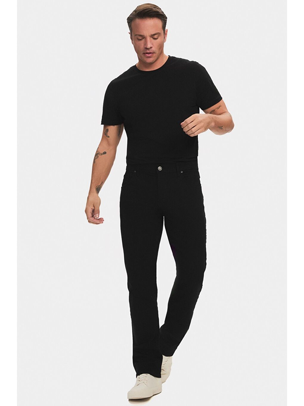 Siyah Erkek Regular Fit Denim Pantolon-1