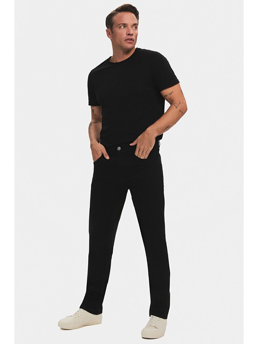 Siyah Erkek Regular Fit Denim Pantolon-2