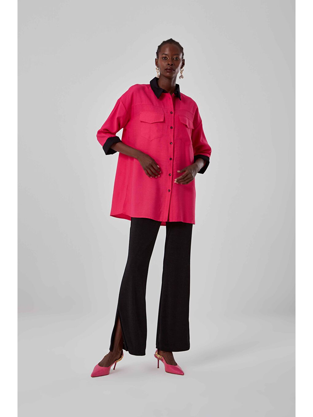 Renk Garnili Fuşya Tunik-2