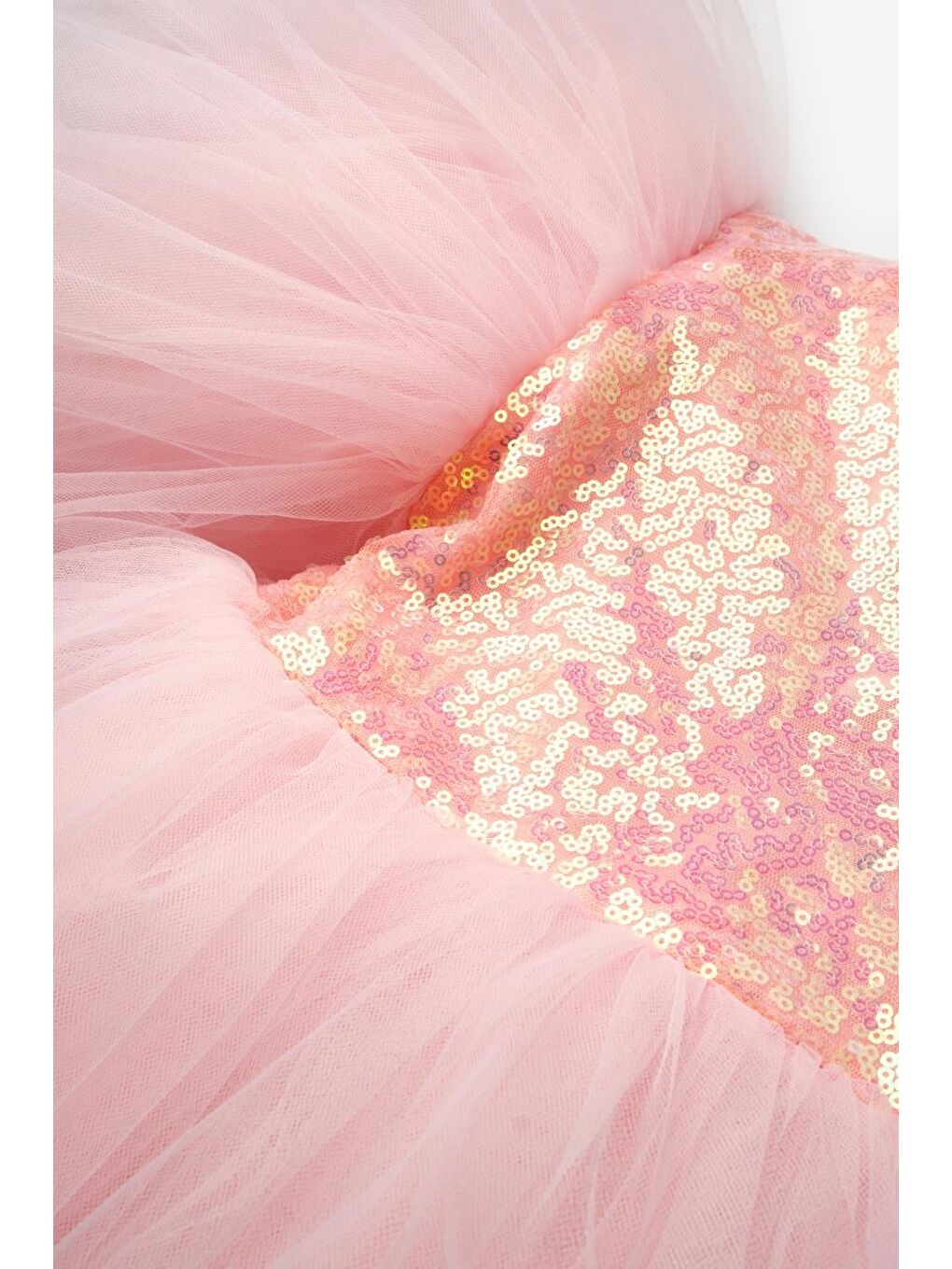 Le Mabelle Pembe Somon Önü Pullu Kız Çocuk Tül Elbise - Halsey - 5