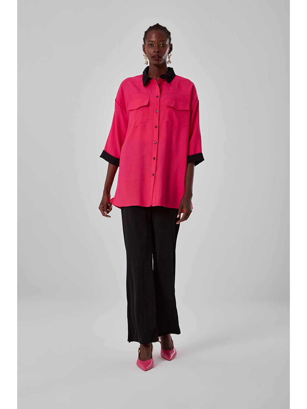 Renk Garnili Fuşya Tunik-3