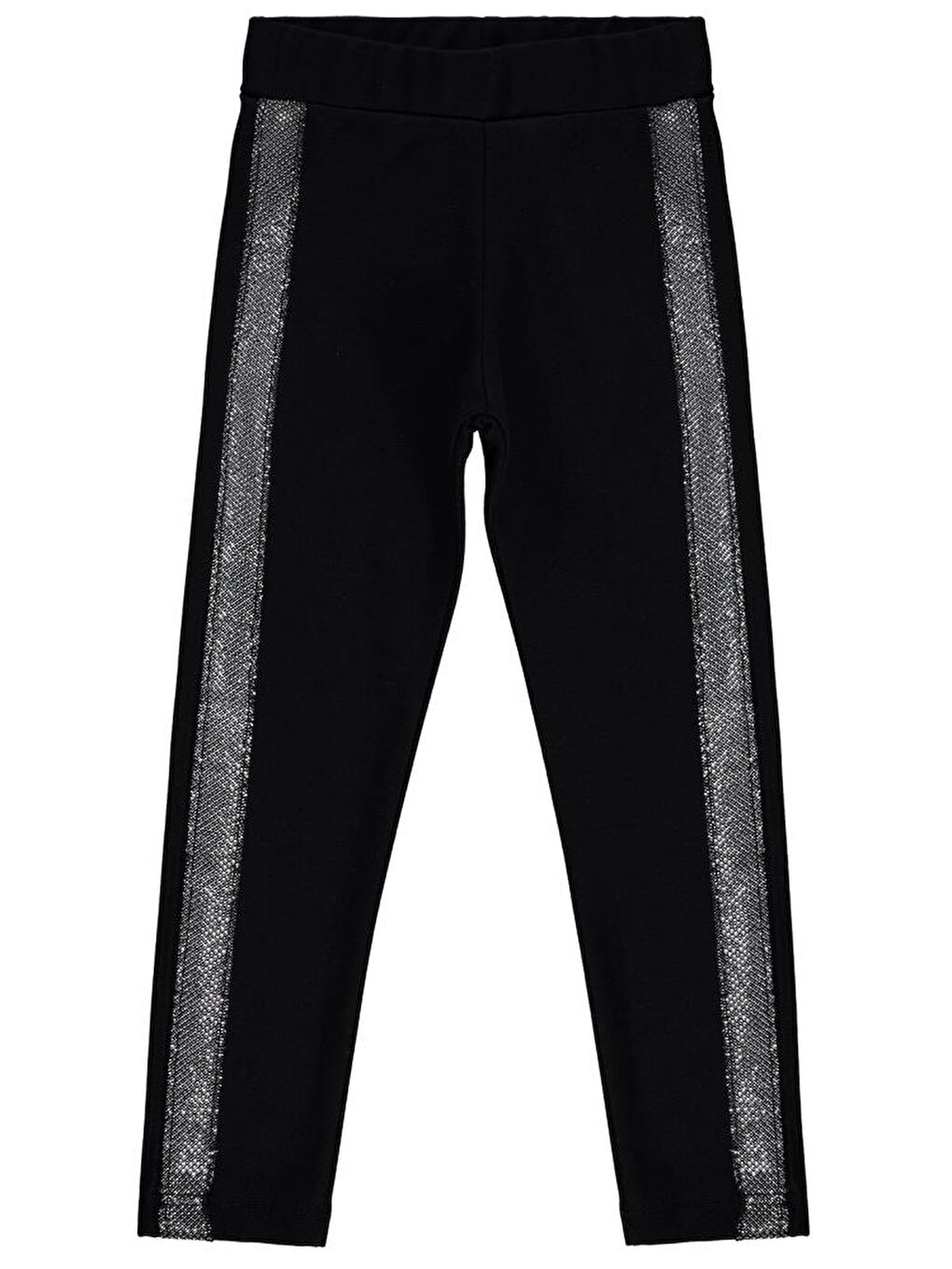 Siyah Girls Simli Şeritli 6-9 Yaş Tayt