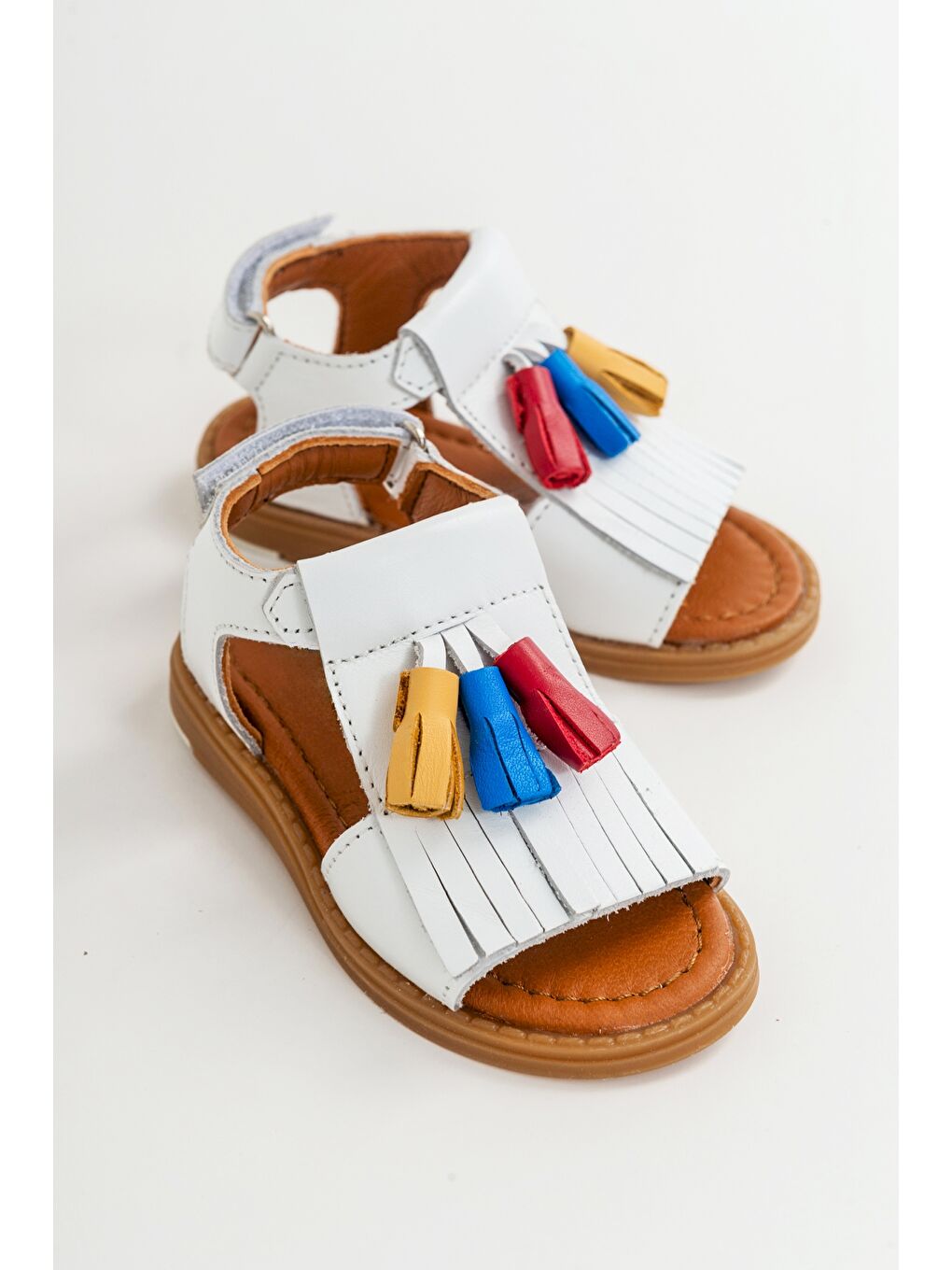 Kız Çocuk Beyaz Deri Ortopedik Destekli Çocuk Sandalet-1