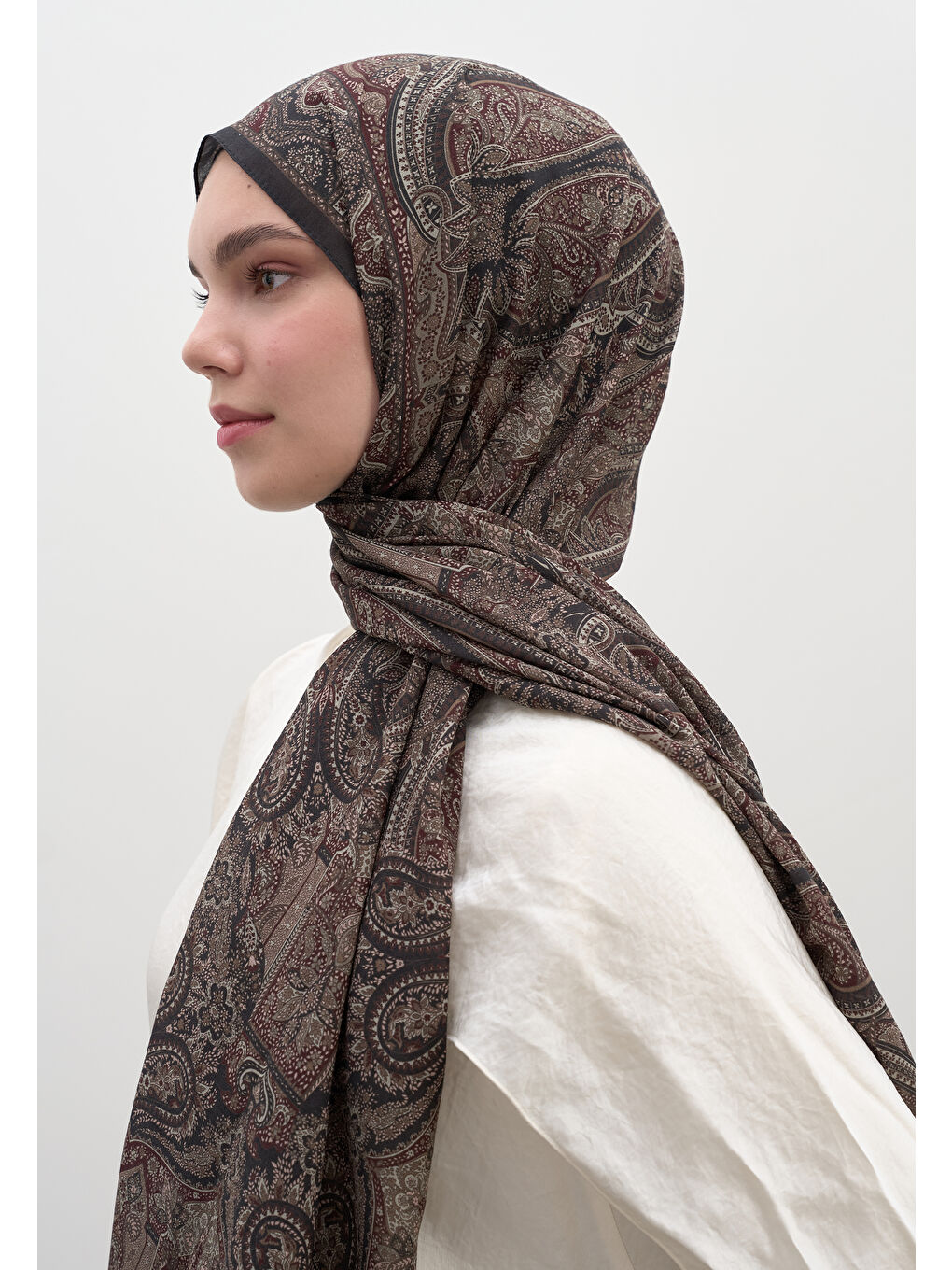 Kahverengi Slyvıe Desen Şal Acı Kahve-2