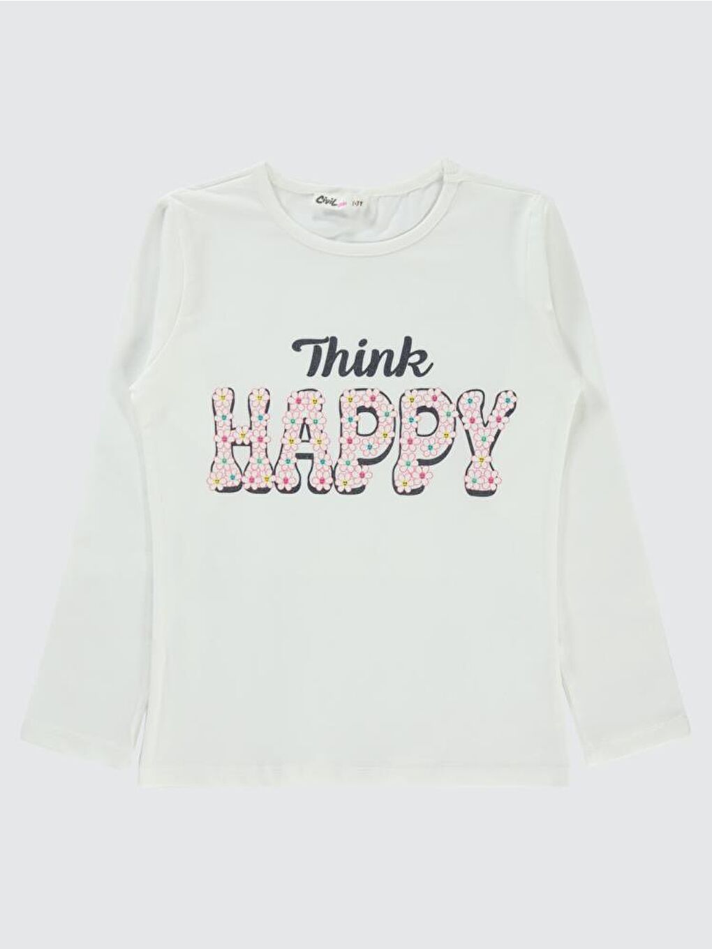 Ekru Girls Happy Baskılı 6-9 Yaş Sweatshirt