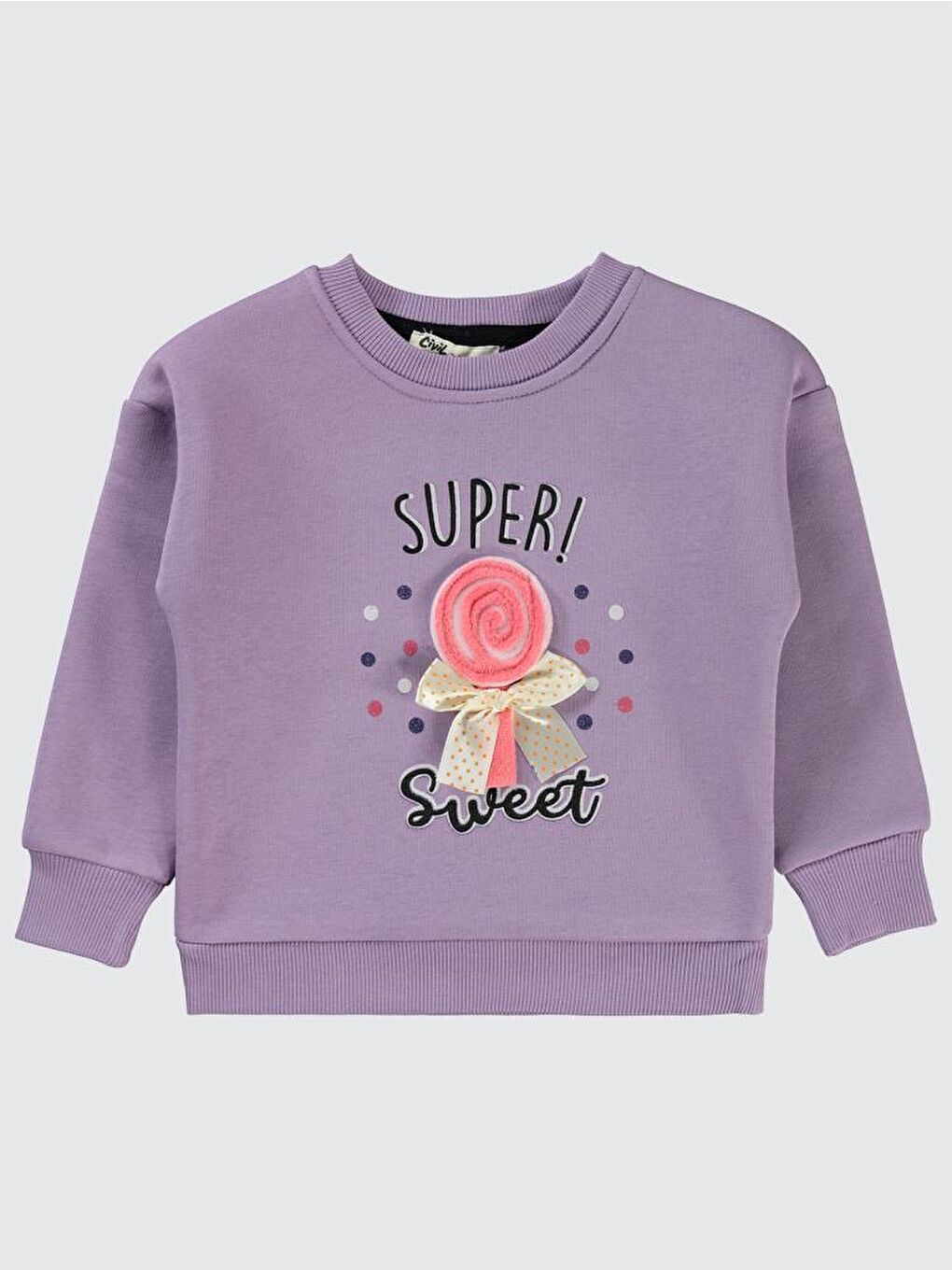 Lila Girls Super Baskılı 2-5 Yaş Sweatshirt-1