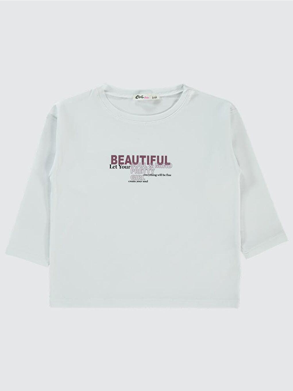 Beyaz Girls Beautiful Baskılı 2-5 Yaş Sweatshirt-1