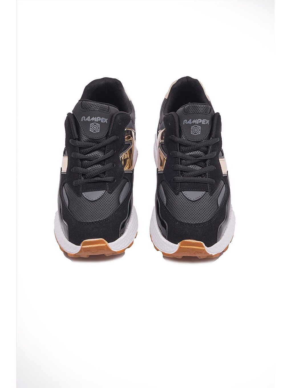 Siyah Rampex 0657  Bağcıklı Kalın Taban Sneaker YürüyüşSneaker  Kadın-4