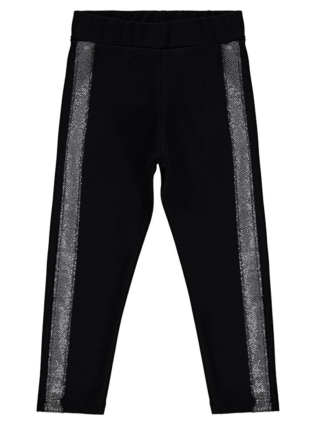 Siyah Girls Simli Şeritli 2-5 Yaş Tayt-1