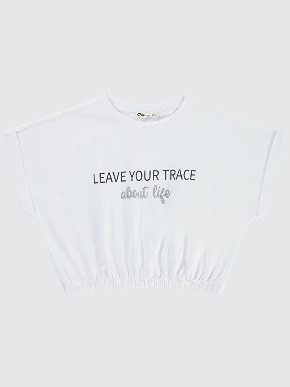 Beyaz Girls Leave Your Trace Baskılı 10-13 Yaş Tişört-1