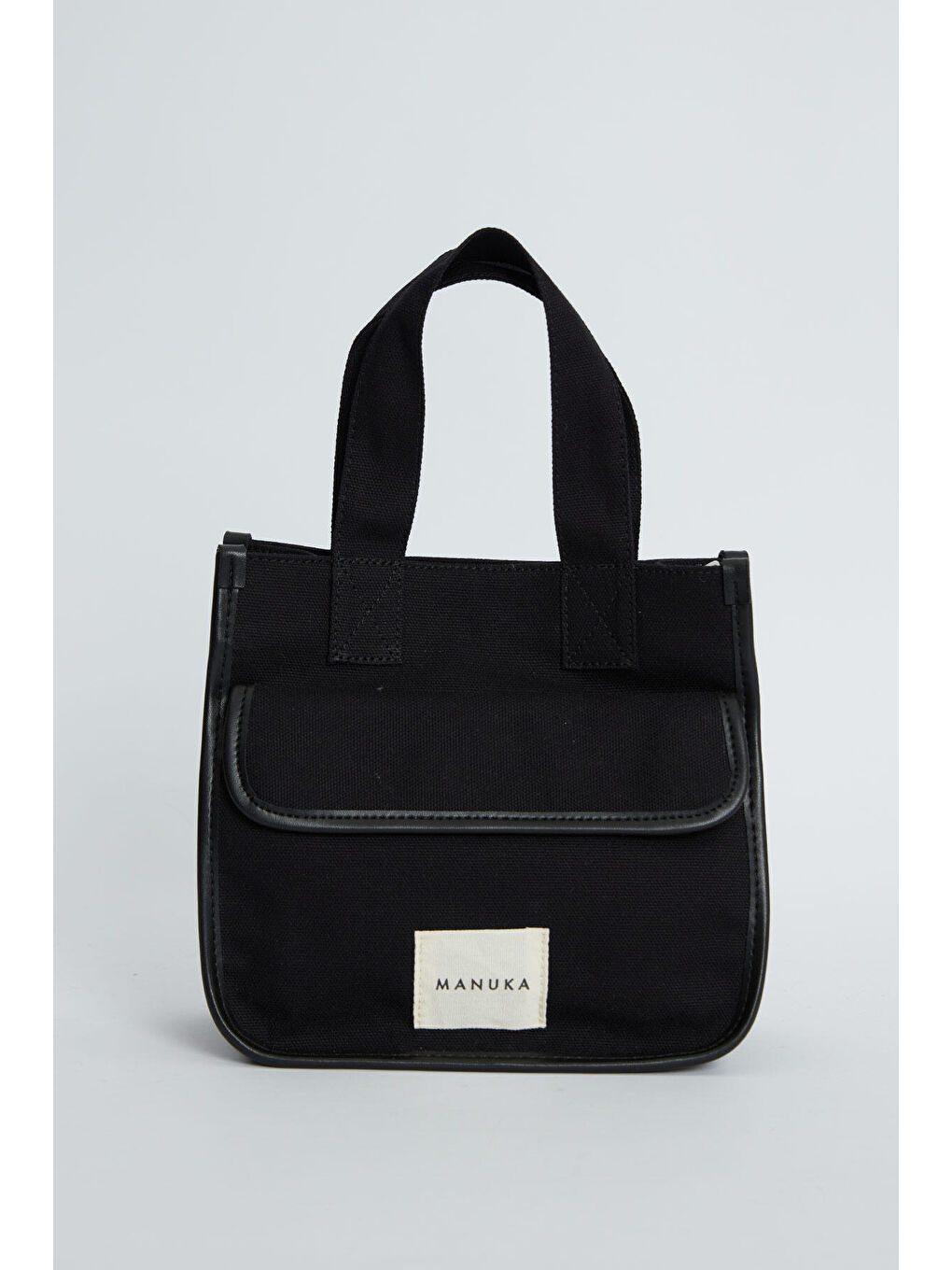 Cep Detaylı Kanvas Mini Çanta Siyah-2