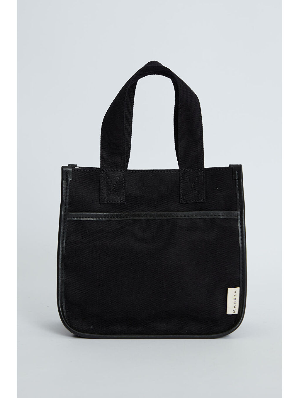 Cep Detaylı Kanvas Mini Çanta Siyah-5